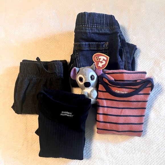 Sale Baby Boys 9 to 12 Mos Clothing Lot w Beanie Baby Toy Bundle - Picture 1 of 6